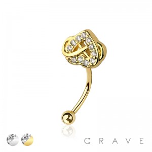 MULTI CZ INFINITY HEART (ENDLESS) 316L SURGICAL STEEL CURVED BARBELL/EYEBROW